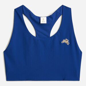 Tracksmith X J.Crew Run Sports Bra size Small Blue Rabbit Logo Running